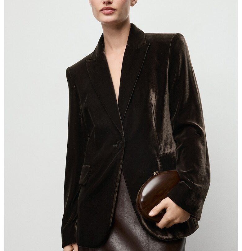 Кадифено сако - Тъмнокафяв Mango