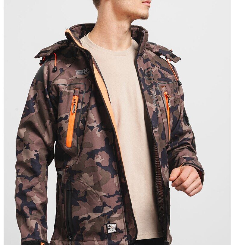 Камуфлажно зимно яке Techno с отделяща се качулка - Черен/Каки Geographical Norway