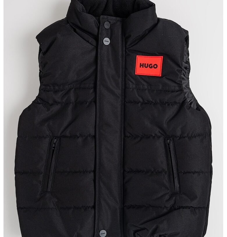 Капитониран елек с миди яка - Черен HUGO