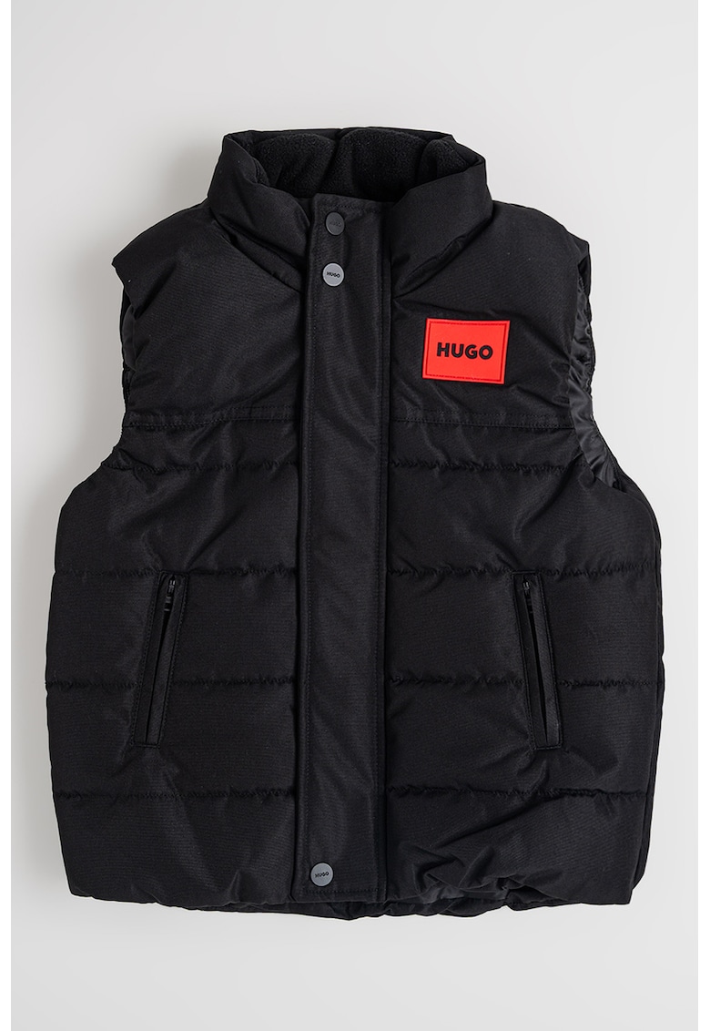 Капитониран елек с миди яка - Черен HUGO