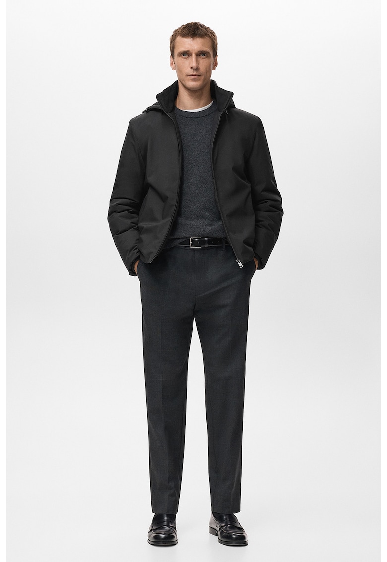 Капитонирано водоустойчиво яке с отделяща се качулка - Избеляло черно Mango