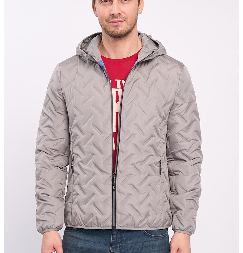 Капитонирано зимно пяке с качулка - Сиво-бежов KVL by KENVELO