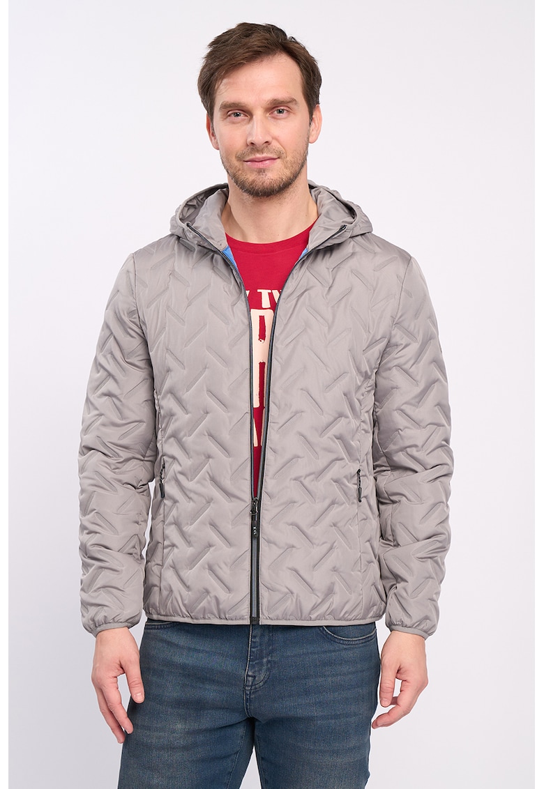 Капитонирано зимно пяке с качулка - Сиво-бежов KVL by KENVELO