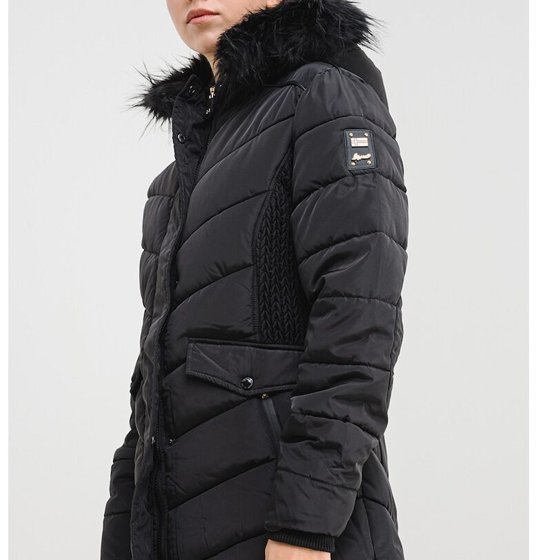 Капитонирано зимно яке Augustine с еко пух - Черен Geo Norway