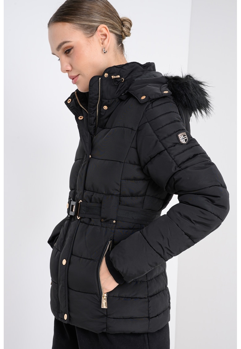 Капитонирано зимно яке Blood с колан - Черен Geo Norway