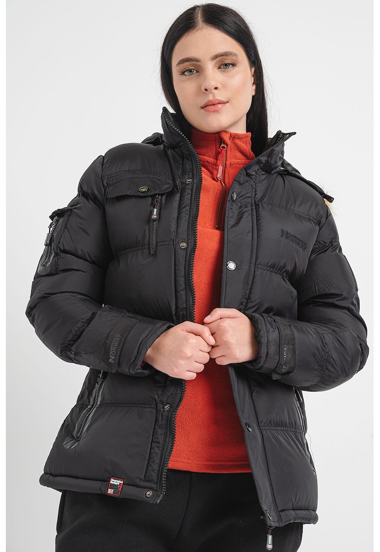 Капитонирано зимно яке Bonapart с качулка - Черен Geographical Norway