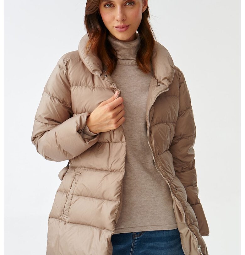 Капитонирано зимно яке Zoa с колан - Прашно розово Tatuum