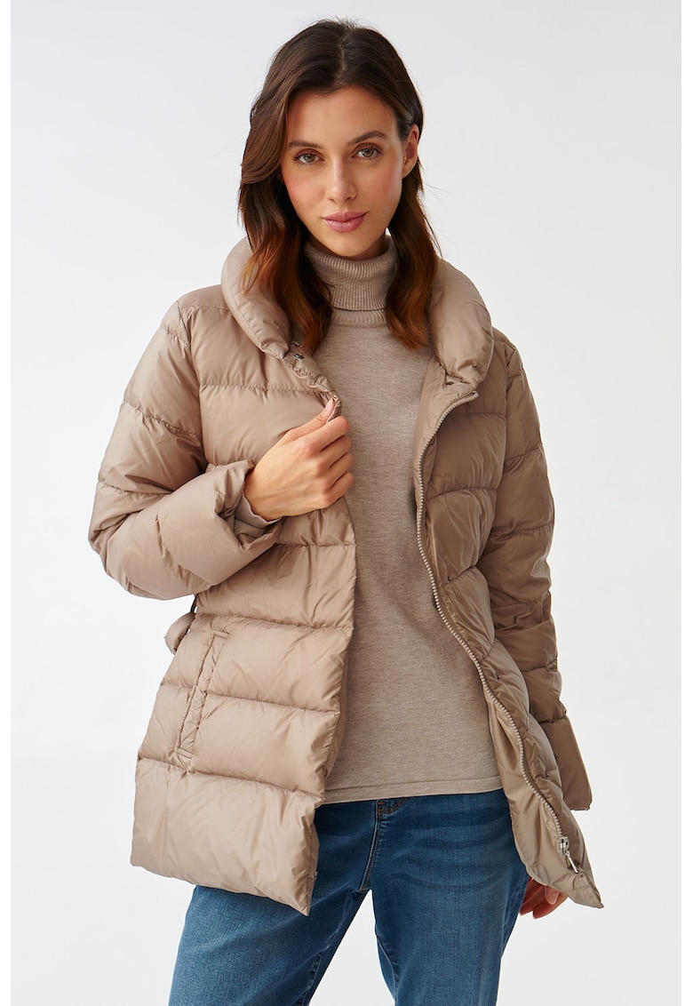 Капитонирано зимно яке Zoa с колан - Прашно розово Tatuum