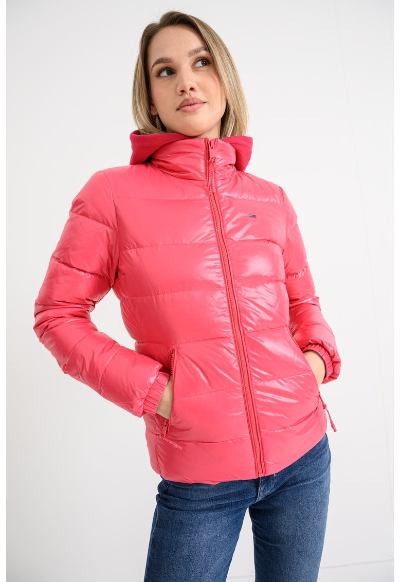 Капитонирано зимно яке с джобове с цип - Яркорозово Tommy Jeans