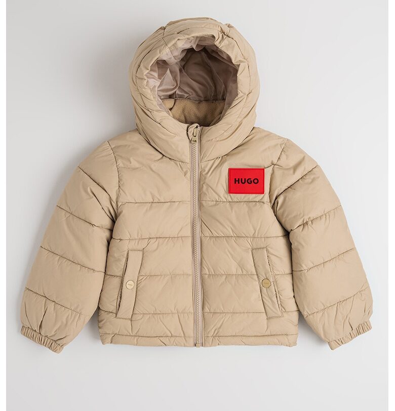 Капитонирано зимно яке с качулка - Тъмнобежово HUGO