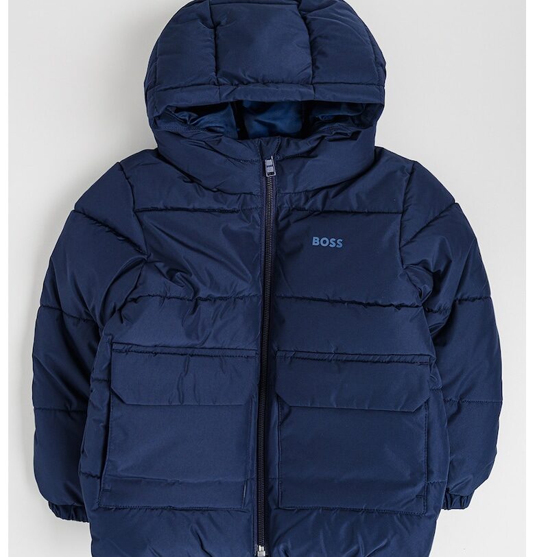 Капитонирано зимно яке с качулка - Тъмносин BOSS Kidswear