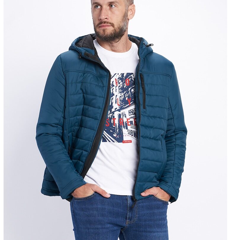 Капитонирано зимно яке с качулка - Тъмносин Timeout