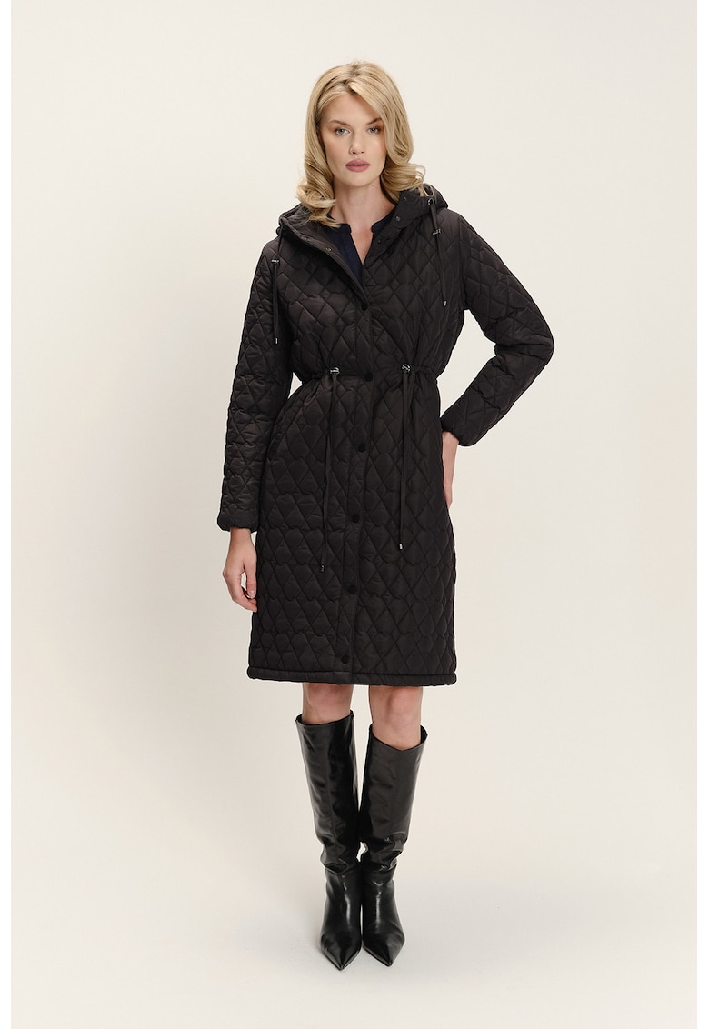 Капитонирано зимно яке с качулка - Черен GreenPoint