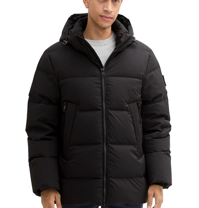 Капитонирано зимно яке с качулка - Черен Tom Tailor