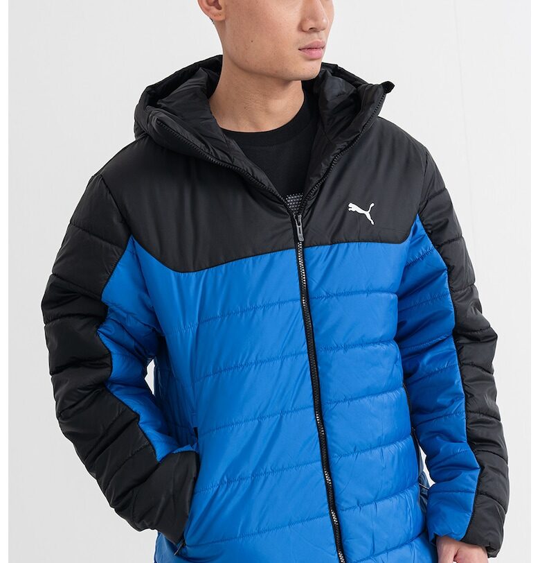Капитонирано зимно яке с качулка и лого - Черен/Син Puma