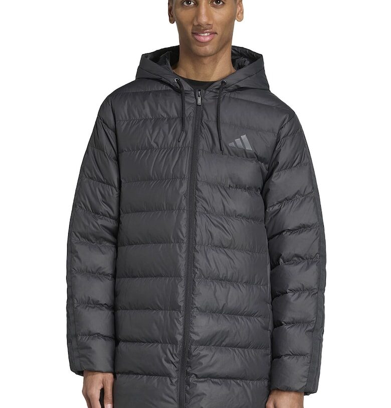 Капитонирано зимно яке с качулка и монограми - Tъмносив adidas Sportswear