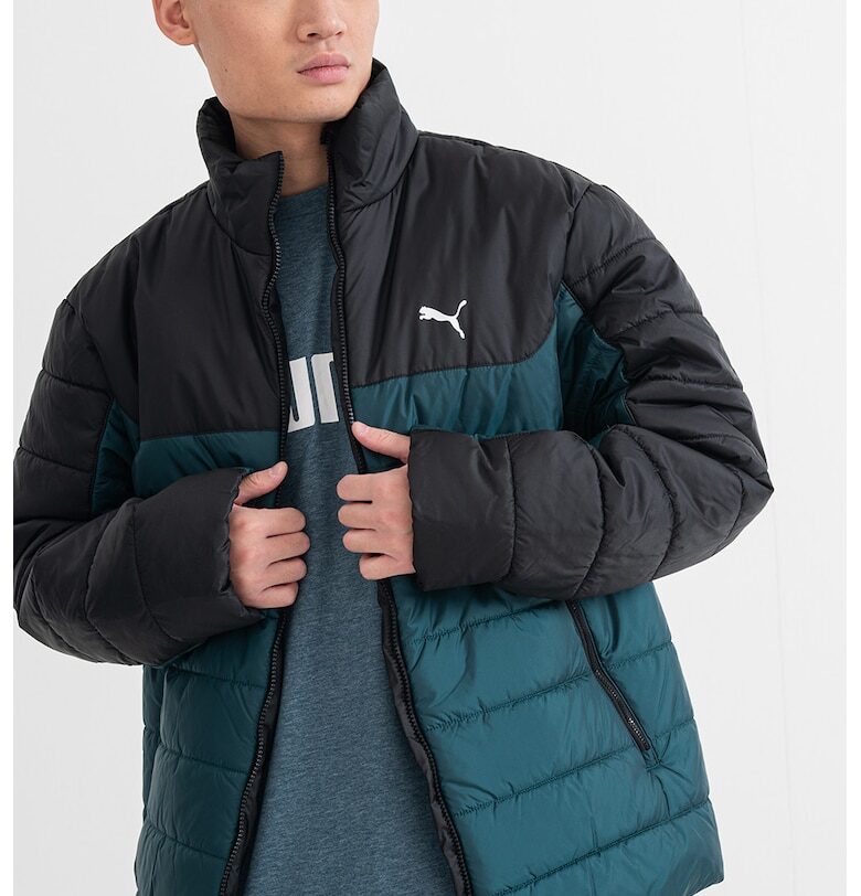 Капитонирано зимно яке с лого - Черен/Тъмнозелен Puma
