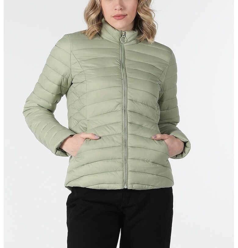 Капитонирано зимно яке с ниска яка - Зелени аспержи COLINS