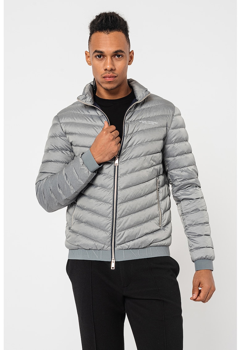 Капитонирано зимно яке с пухена вата - Сив ARMANI EXCHANGE