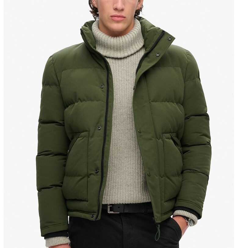Капитонирано зимно яке със скосени джобове - Маслинено зелено Superdry  Co