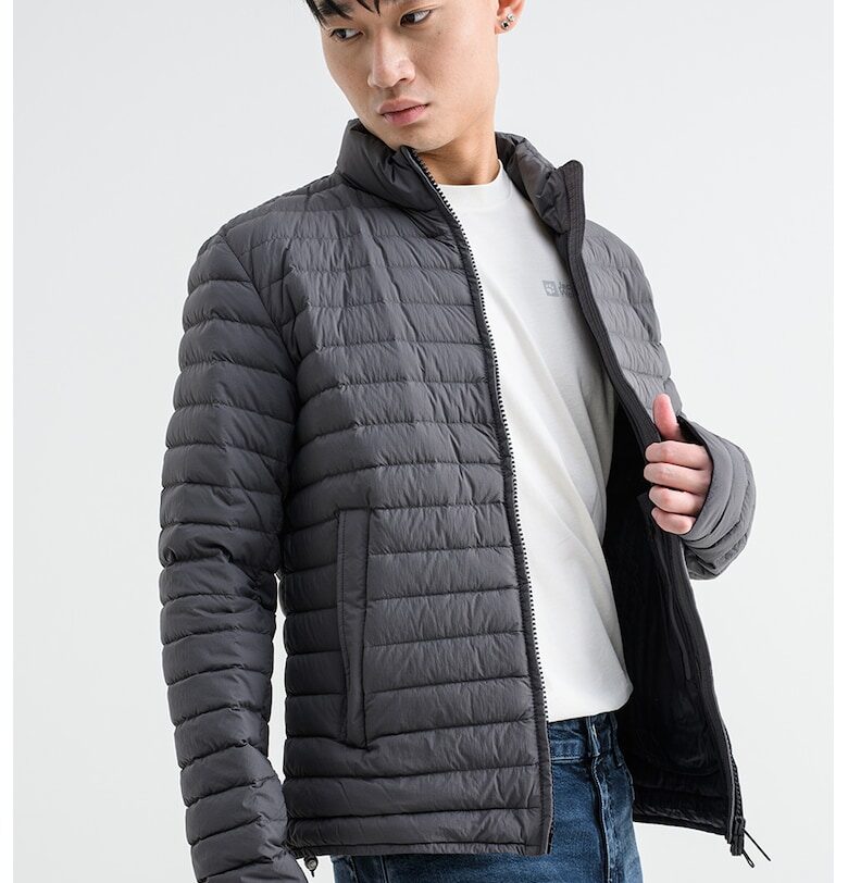 Капитонирано зимно яке със средновисока яка - Сив Colmar