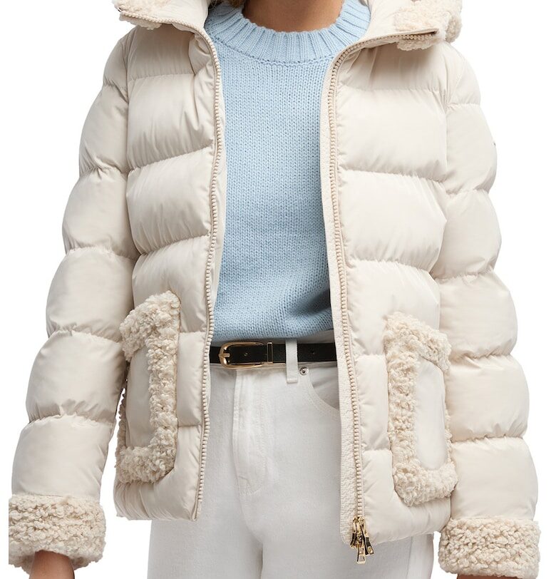 Капитонирано яке Vilde с качулка и плюшени детайли - Бял Geox