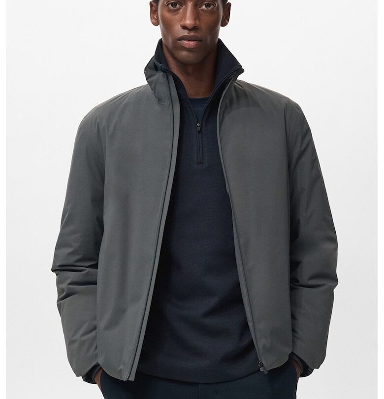 Капитонирано яке с висока яка - Tъмносив Mango