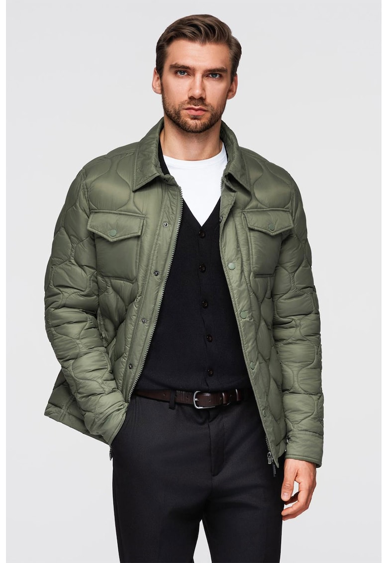 Капитонирано яке с джобове - Папратово зелено OMBRE