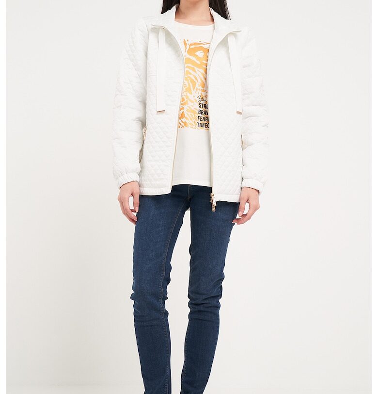 Капитонирано яке с джобове встрани - Бял Timeout