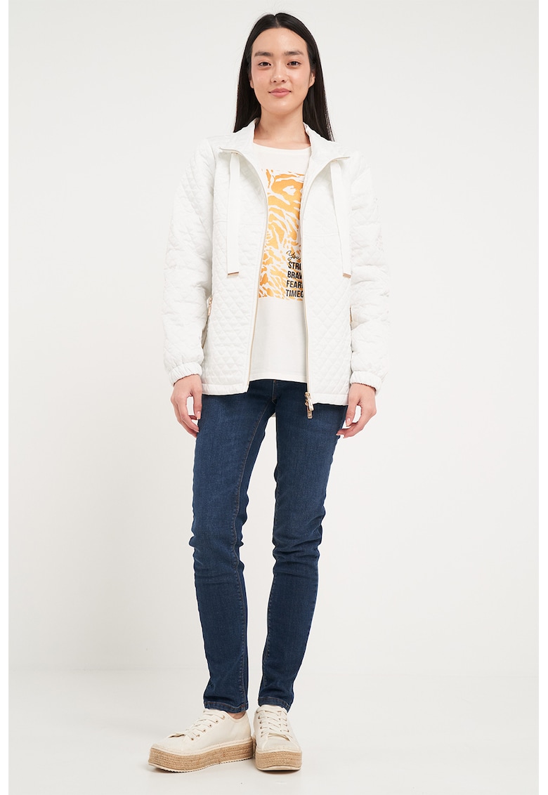 Капитонирано яке с джобове встрани - Бял Timeout