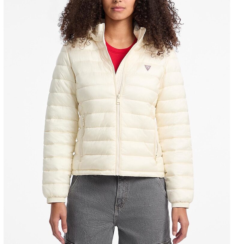 Капитонирано яке с качулка - Крем GUESS JEANS