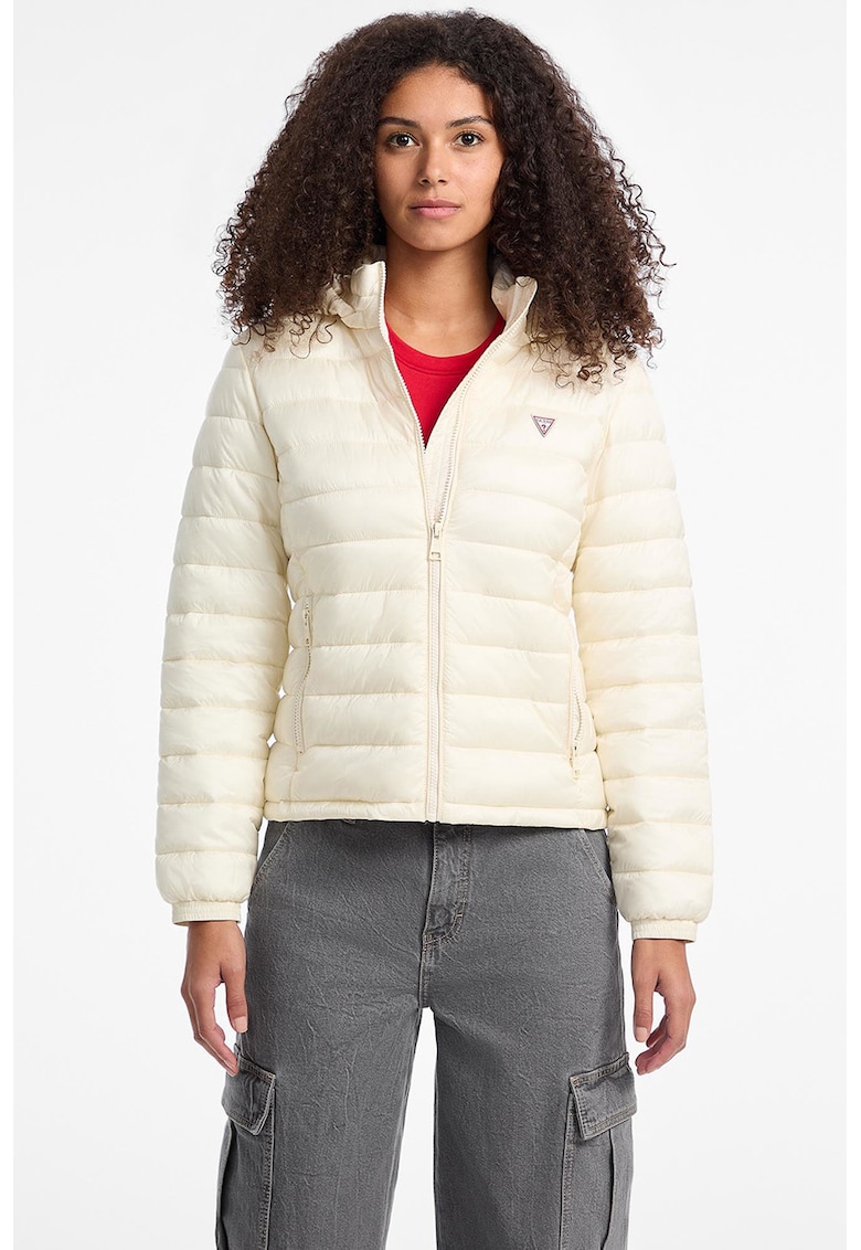 Капитонирано яке с качулка - Крем GUESS JEANS