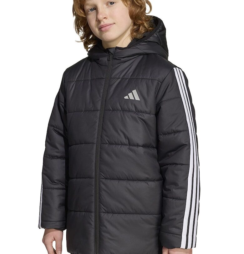 Капитонирано яке с качулка - Черен/Бял adidas Sportswear