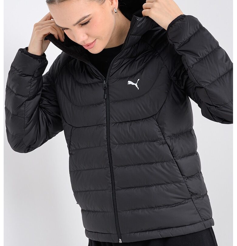 Капитонирано яке с качулка и лого - Черен Puma