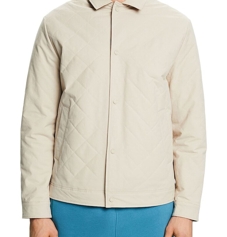 Капитонирано яке със скосени джобове - Светло бежово Esprit