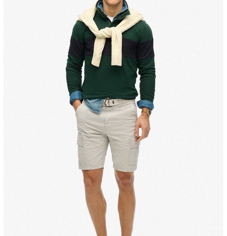 Карго бермуди с колан - Светло сив Superdry  Co