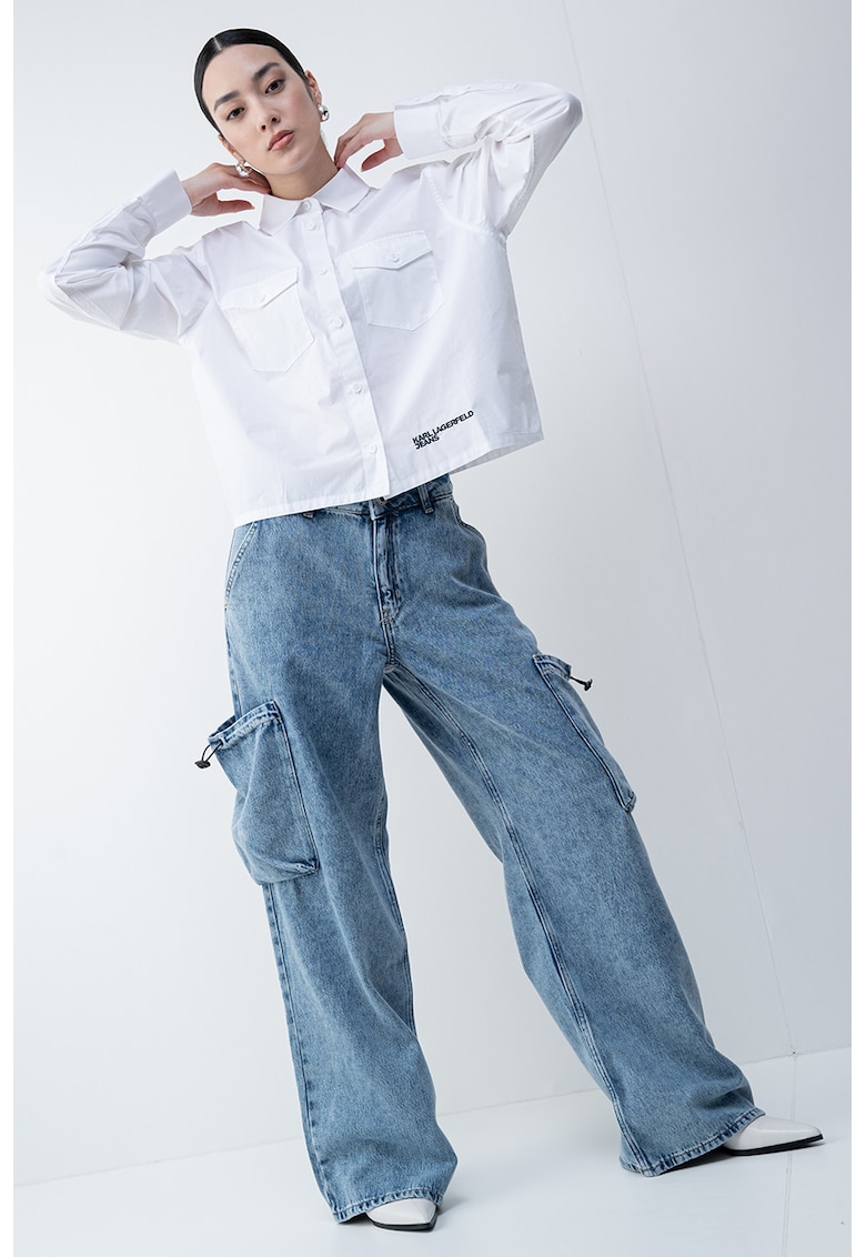 Карго дънки със свободна кройка - Светлосин меланж KARL LAGERFELD JEANS