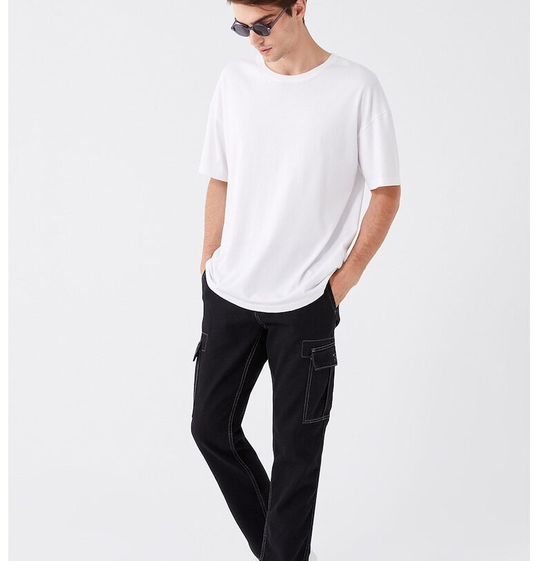 Карго панталон с памук и контрастни шевове - Черен LC WAIKIKI