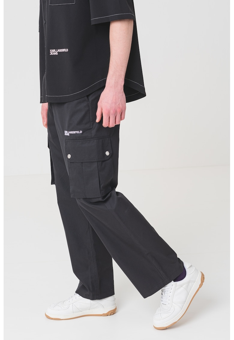Карго панталон със средновисока талия - Черен KARL LAGERFELD JEANS