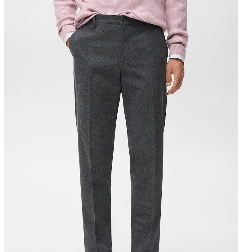 Кариран слим панталон - Антрацитно сиво Mango