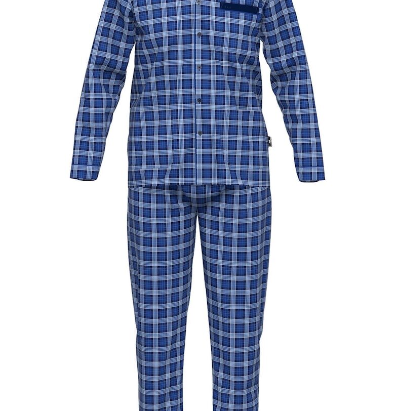 Карирана памучна пижама с раздвоен ревер GOTZBURG