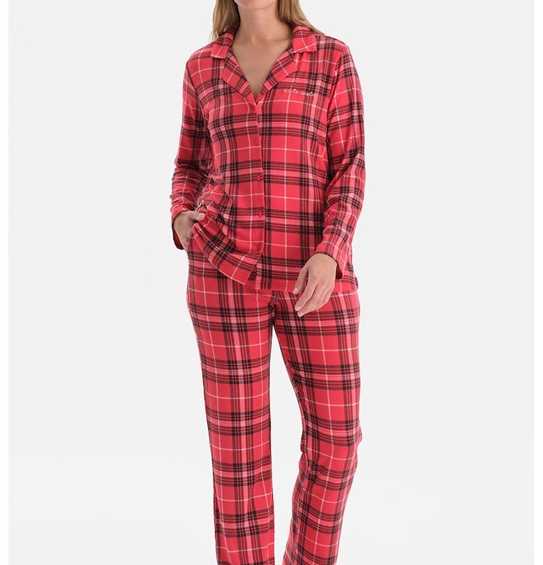 Карирана пижама с висока талия - Червен DAGI
