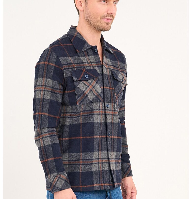 Карирана риза с джобове на гърдите - Сив/Оранжев/Тъмносин Lee Cooper