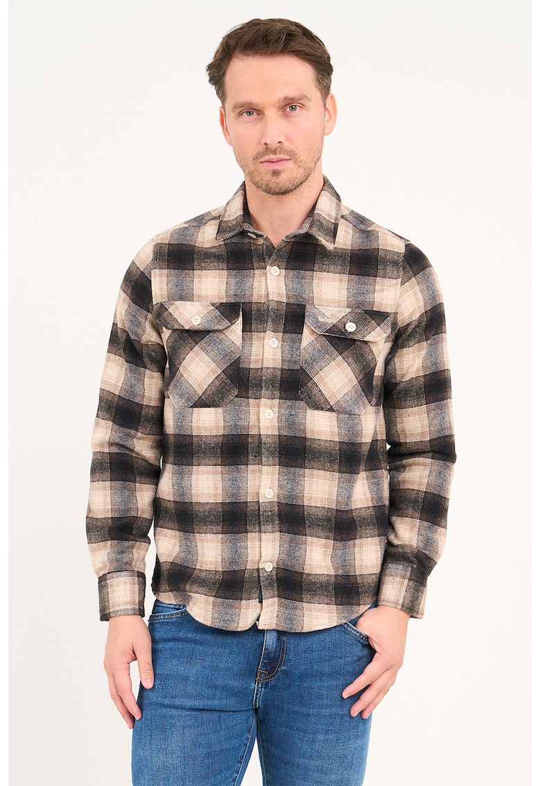 Карирана риза с джобове с капаче - Тъмнокафяв/Бежов Lee Cooper