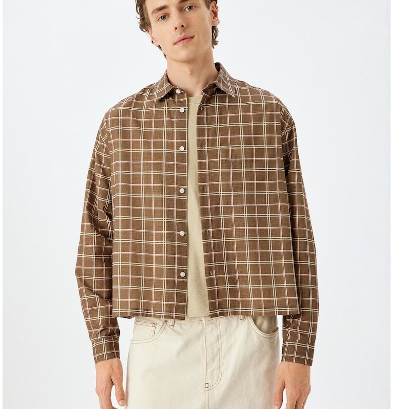 Карирана риза с дълги ръкави - Кафяв KOTON