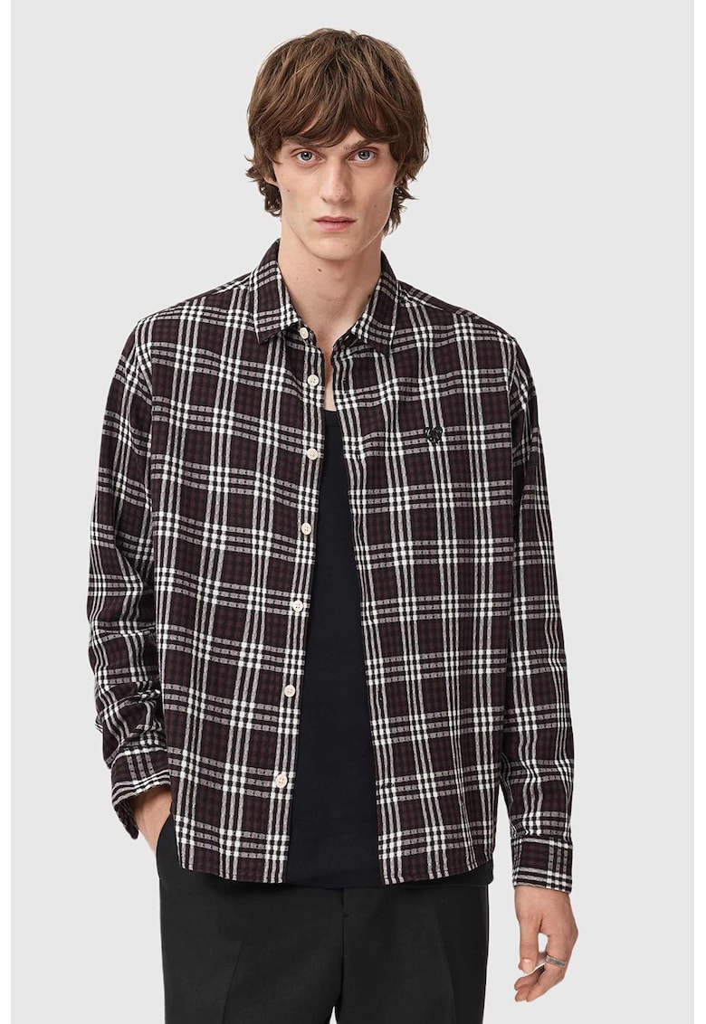 Карирана риза с класическа яка - Бял/Черен/Тъмнокафяв AllSaints