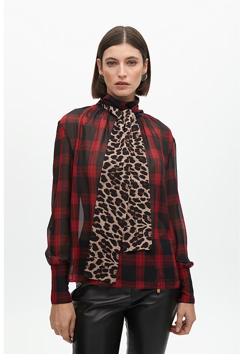 Карирана риза с панделка - Черен/Аленочервен Lola casademunt
