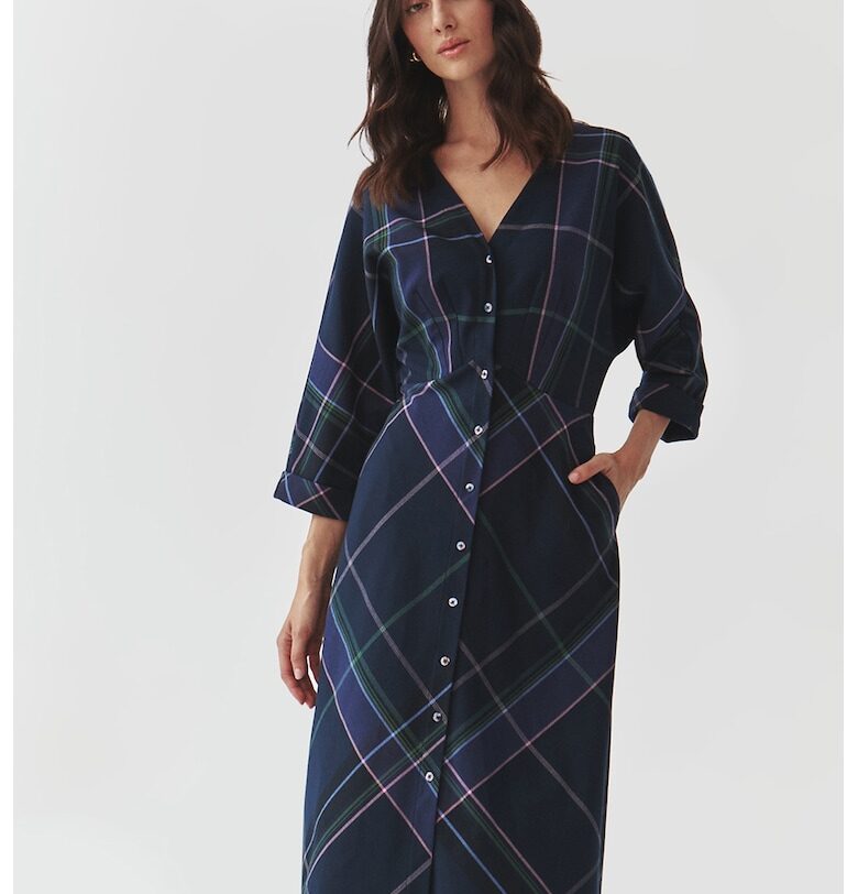 Карирана рокля с 3/4 ръкави - Тъмносин Tatuum