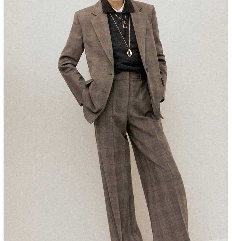 Карирано сако с вълна - Камел Mango