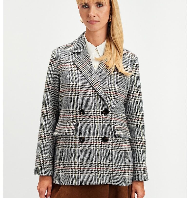 Карирано сако с джобове с капаче - Червен/Светло сив/Избеляло черно Top Secret